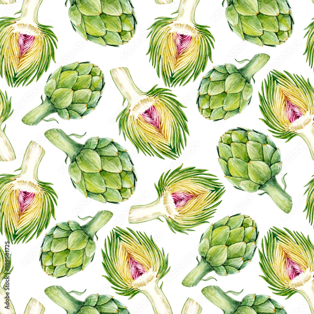 Watercolor artichoke pattern Watercolor artichoke pattern