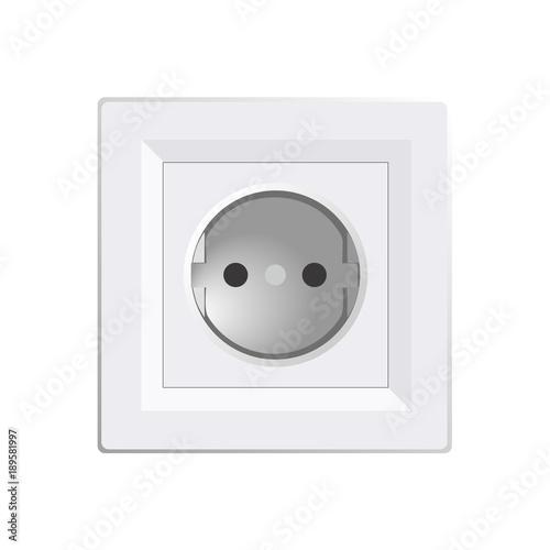 Illustration realistic electric outlet, power socket, outlet power on white background