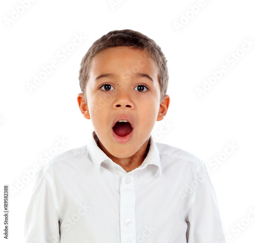 Surprised child open his mouth