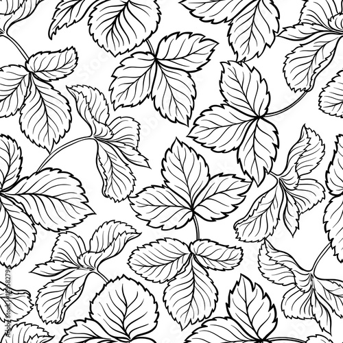 strawberry leaves seamless pattern © cuttlefish84