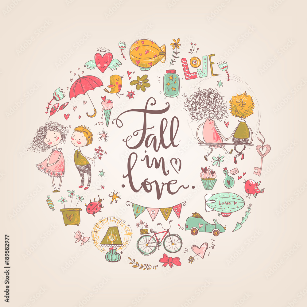 Cute fall in love illustration. Nice romantic isolated elements. Cute fall in love illustration. Nice romantic isolated elements.