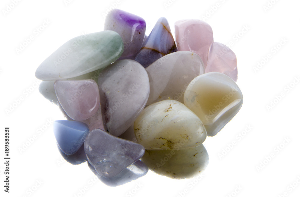 Semiprecious stones isolated on white background Semiprecious stones isolated on white background