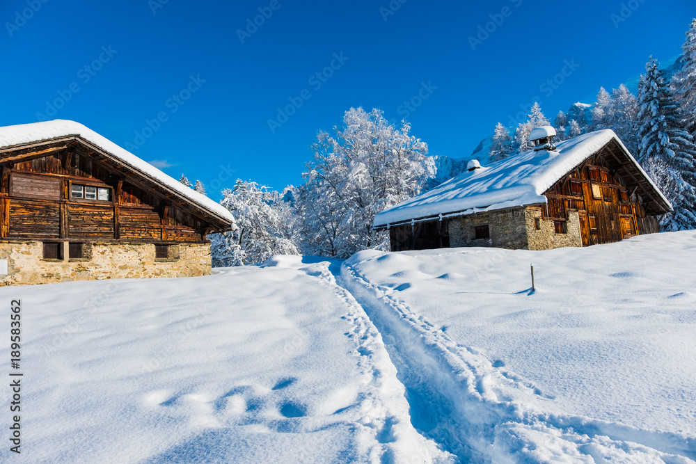 Mountain chalets winter Mountain chalets winter