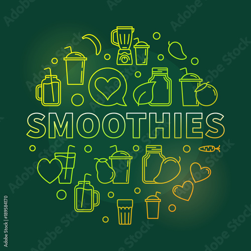 Smoothies vector green round symbol. Vector illustration