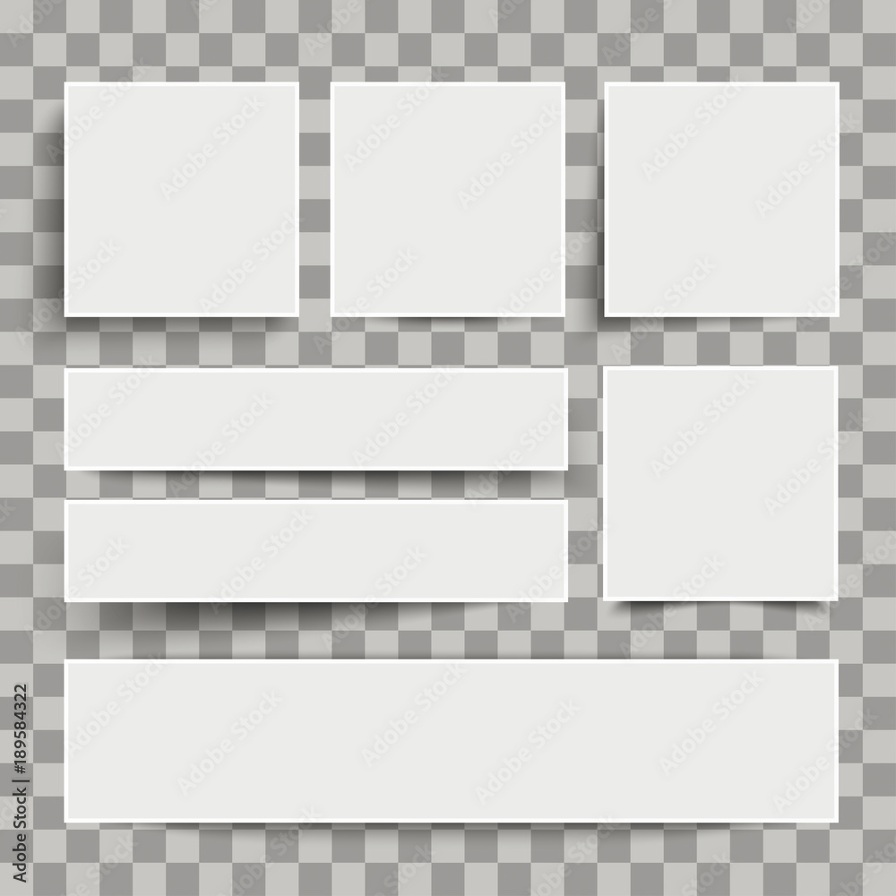 Weiße Papierzettel mit transparenten Schattierungen