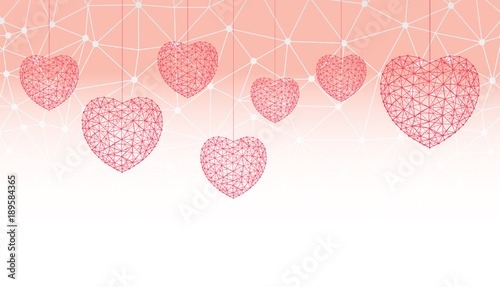Happy valentine's day sale banner with red and pink hearts and light flares. Vector illustration. Perfect to use for flyers, posters, vouchers, web banners design and other creative projects