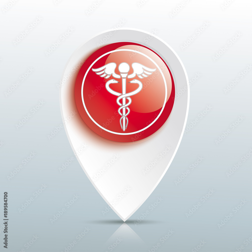 Pointer Red Icon Emergency Aesculapian Staff Pointer Red Icon Emergency Aesculapian Staff