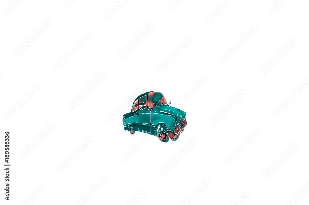 Image of a beautiful green antique car on a white background Image of a beautiful green antique car on a white background