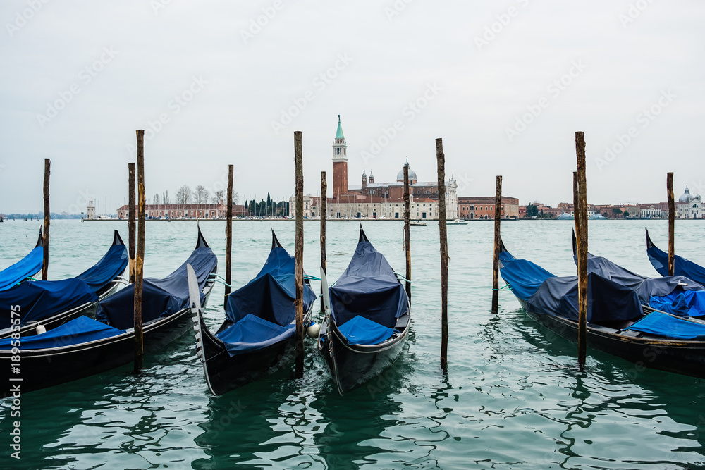 Traditional Venetian Gondolas in Venice, Italy