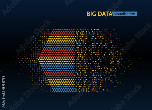Abstract colorful big data machine learning algorithm visualization.