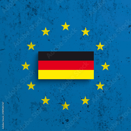 Betonmauer - Fototapete Deutschland EU Fahne Beton