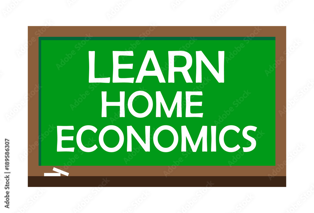 Learn home economics write on green board. Vector illustration. Learn home economics write on green board. Vector illustration.