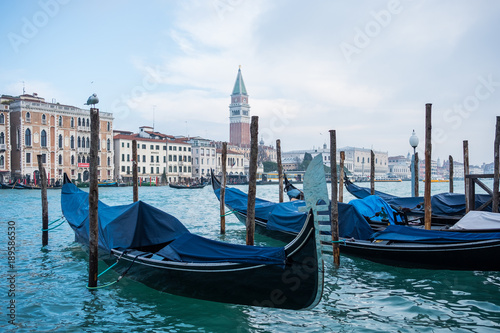 Venetian Gondolas over the Grand Canal in Venice, Italy © patrickds