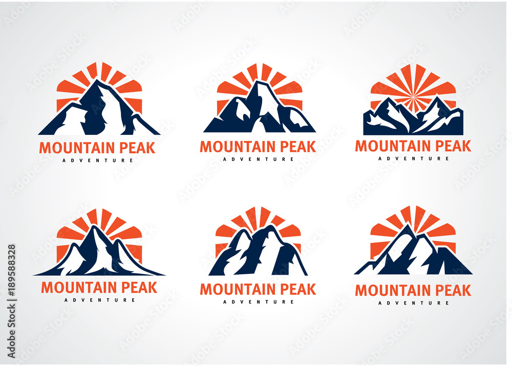 Mountain Peak Logo Template Design Vector, Emblem, Design Concept, Creative Symbol, Icon