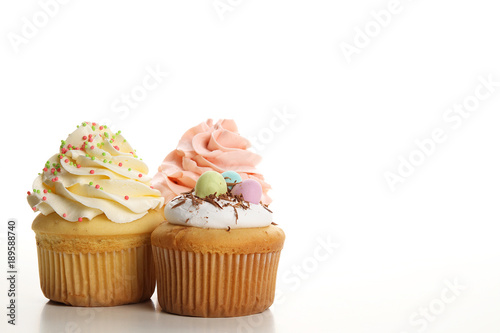Cupcakes on easter isolated on white