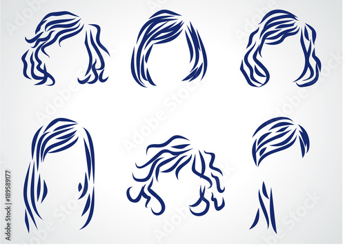 Curly Woman Hair Vector Set