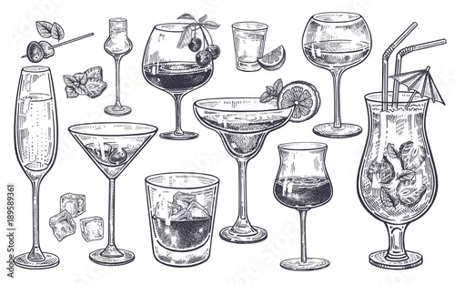 Obraz Zestaw napojów alkoholowych.