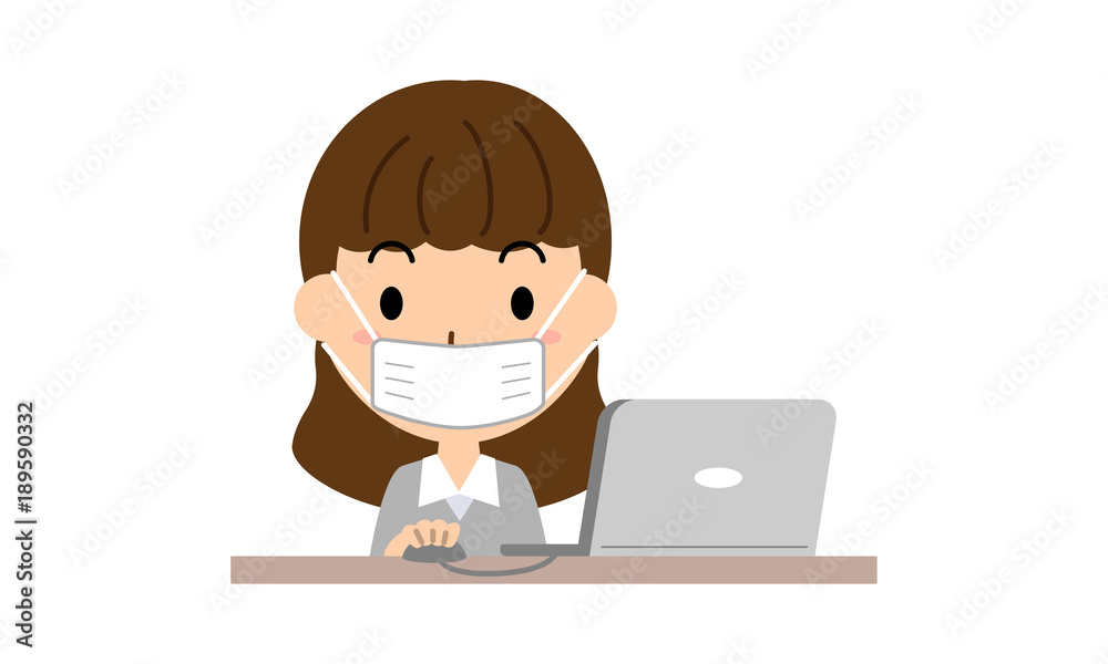マスクをする女性 マスクをする女性