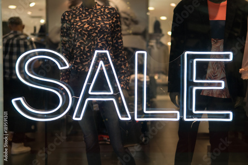 sale label sign neon.