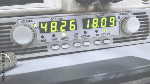 close up the display of programmable DC power supply