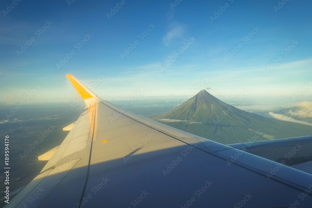 Plane Wing and Mayon Volcano View, Taken From Window Seat