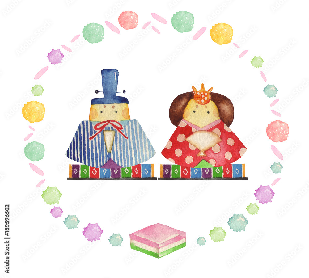 ひな祭り ひな人形 水彩 イラスト ひな祭り ひな人形 水彩 イラスト