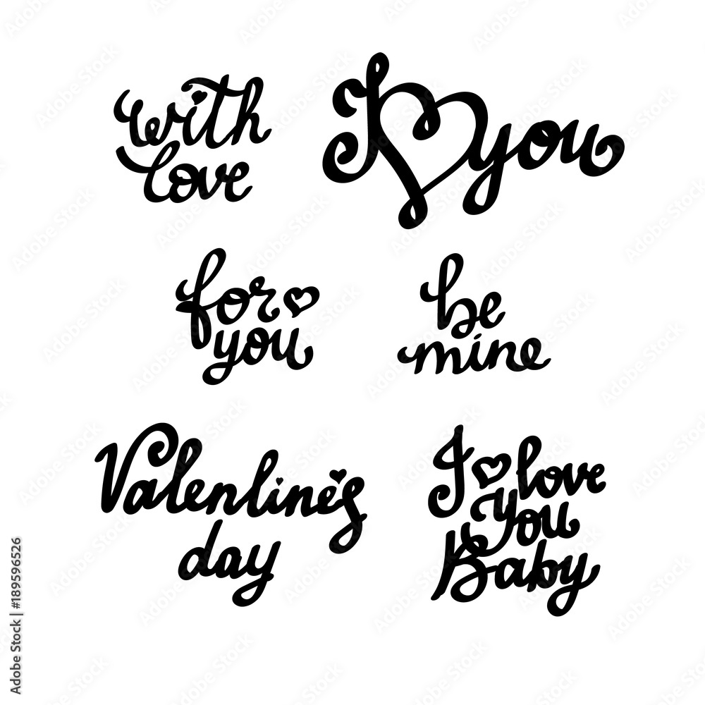 Lettering made for postcard, inspirational quote, save the date card, greeting sign message decoration, posters or postcards. I love you hand lettering. Vector Set of love. Lettering made for postcard, inspirational quote, save the date card, greeting sign message decoration, posters or postcards. I love you hand lettering. Vector Set of love.