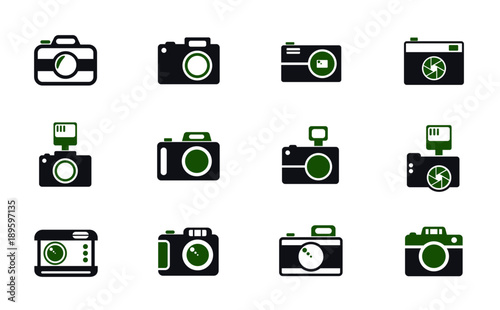 camera simple vector icons in two colors