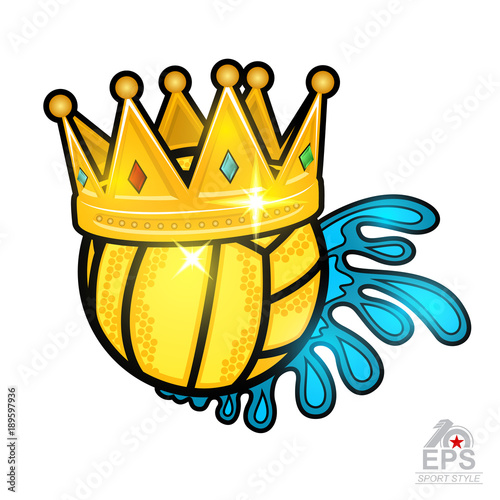 polo ball with crown and water splash from one side. Vector sport logo for any team or competition isolated on white