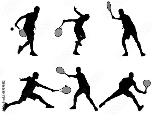 set of Tenis player silhouette