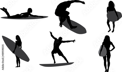 Set of Surfer silhouette