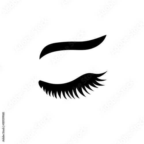 Vector eyelash with eyebrow. Lash icon. Close eye