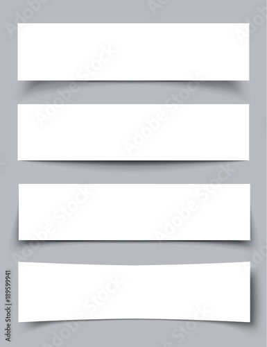 Set of Paper Banners with shadows, vector illustration