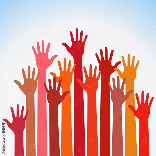 warm colorful up hands logo, vector illustration