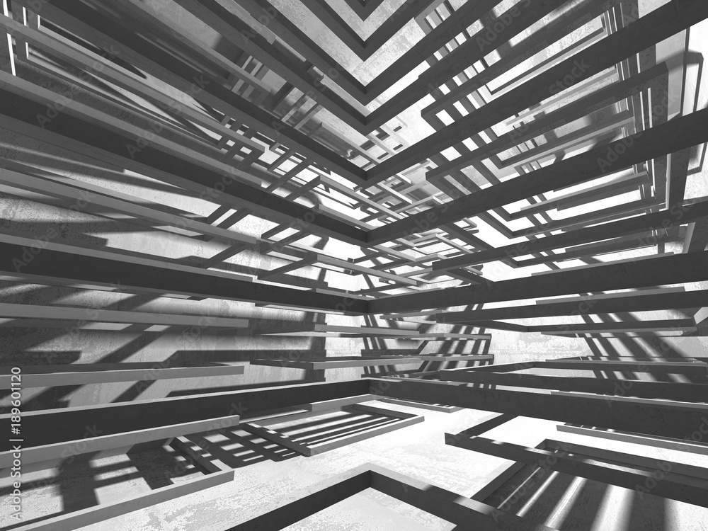 Fototapeta premium Dark basement empty room interior. Concrete walls