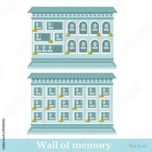 Two blue colored flat wall of memory different style vector illustration