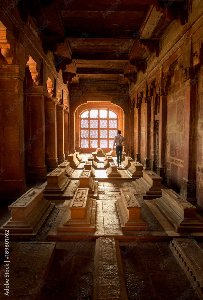 graves in the tumb of Islam Khan, Mosque of Fatehpur Sikri, Uttar Pradesh