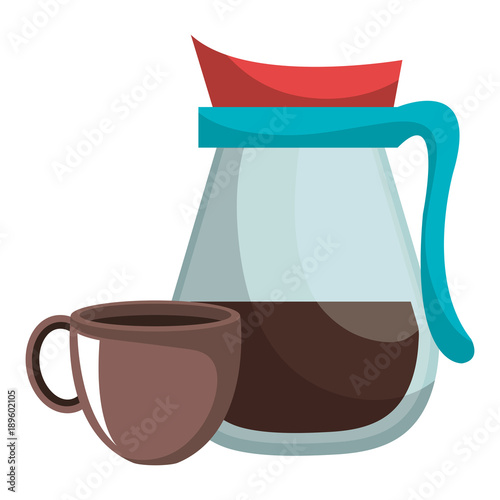 kettle with coffee cup hot icon