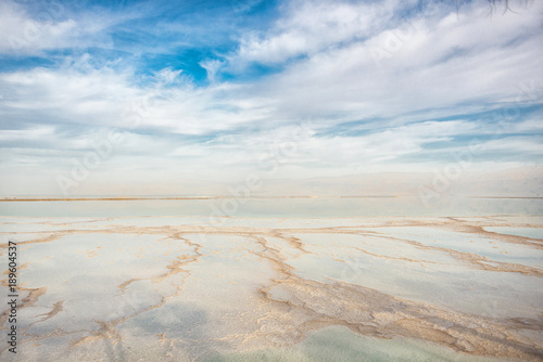 Coast of the Dead Sea  sea water and salt