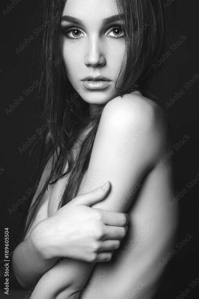 naked woman with wet hair and body naked woman with wet hair and body