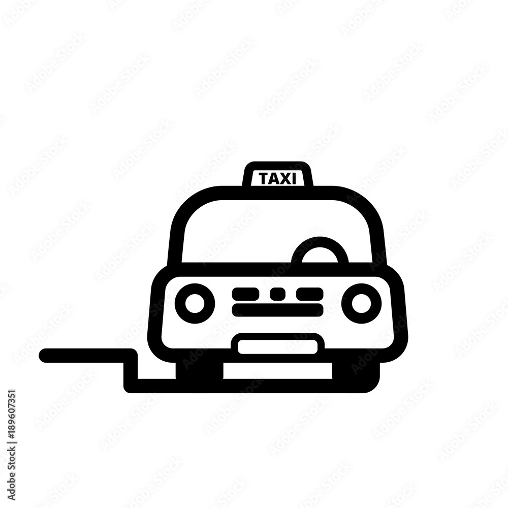 Taxi Cab on street. Linear vector illustration with editable line. EPS10