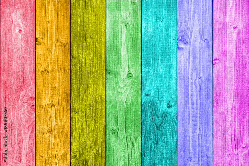 Fototapeta premium Rainbow colored wood background