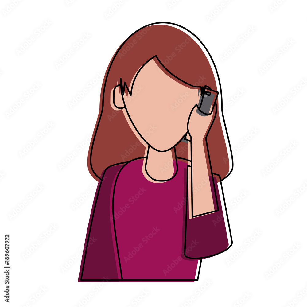 Woman calling by cellphone icon vector illustration graphic design Woman calling by cellphone icon vector illustration graphic design