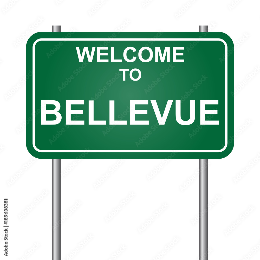 Welcome to Bellevue, green signal vector Welcome to Bellevue, green signal vector