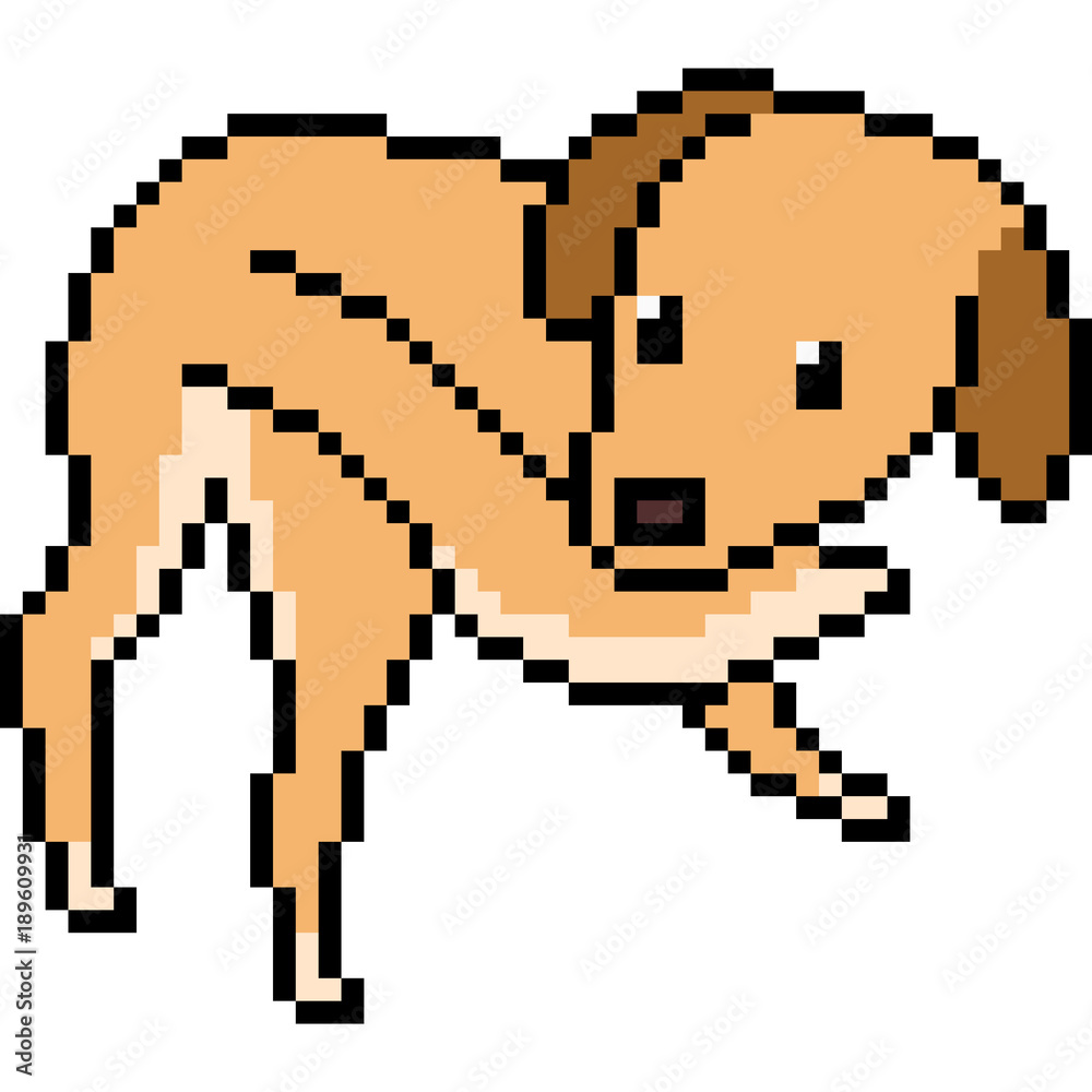Obraz premium vector pixel art dog play tail