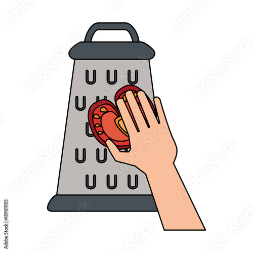 Hand on kitchen grater icon vector illustration graphic design