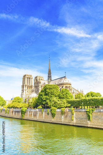 Notre-Dame Cathedral catholic church and Seine river