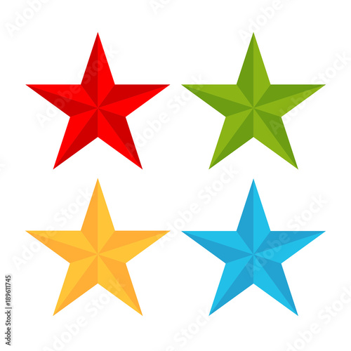 Five pointed stars set vector icon