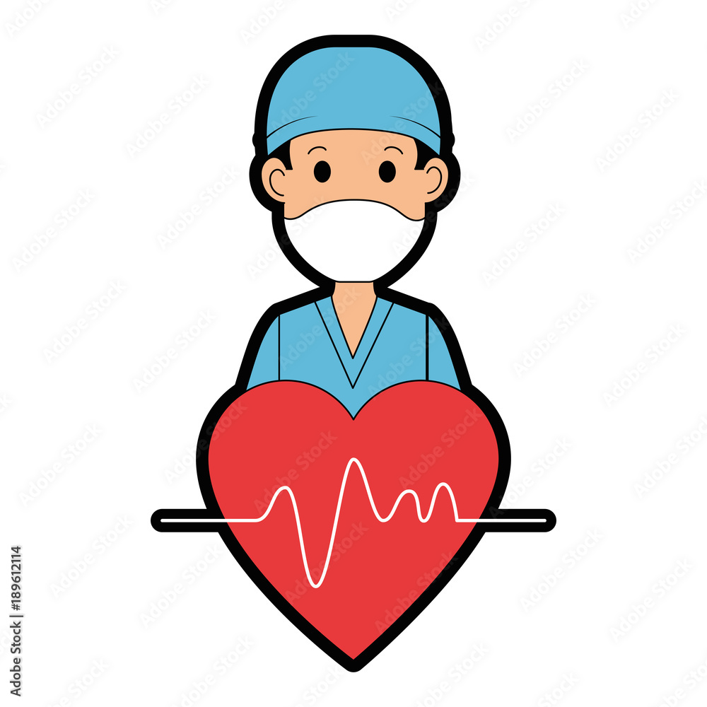 surgeon doctor with heart avatar character icon surgeon doctor with heart avatar character icon