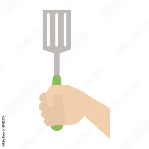 Hand with turner utensil icon vector illustration graphic design